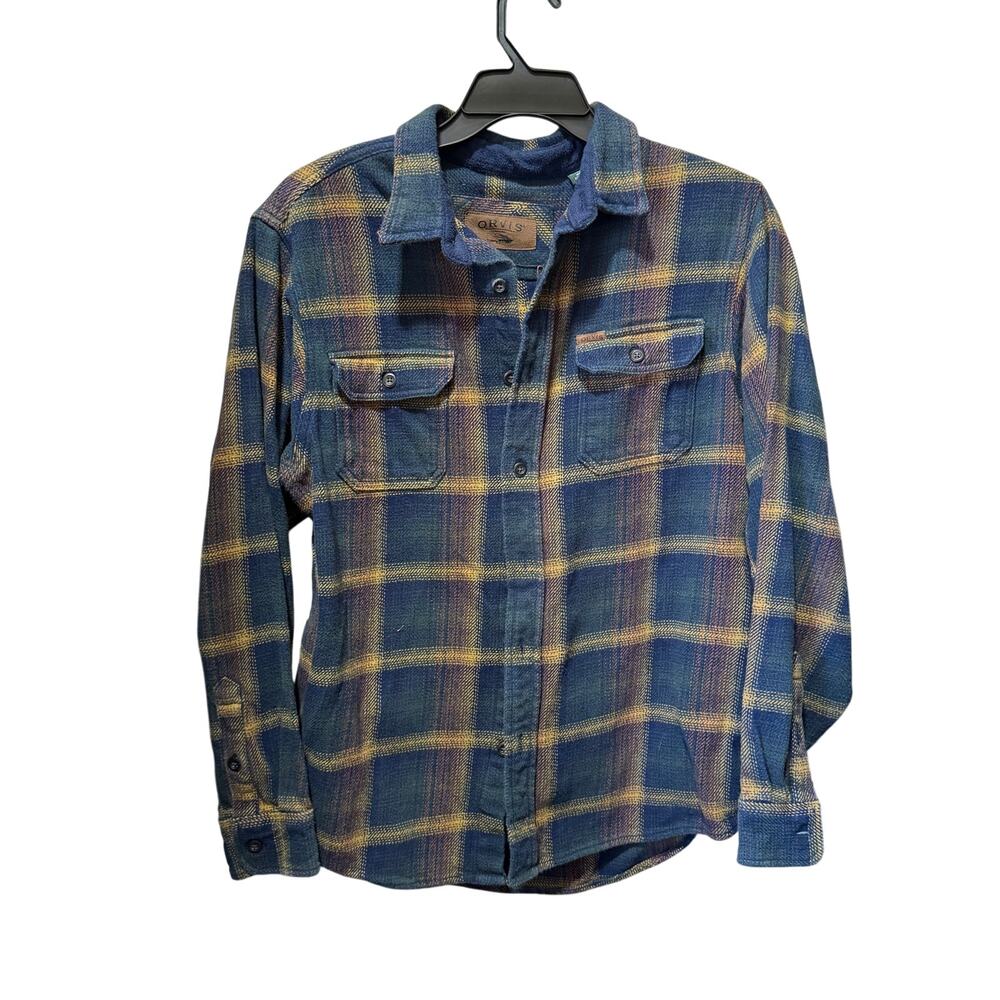 Orvis Plaid Flannel Button Down Shirt W/Side Pockets Size L